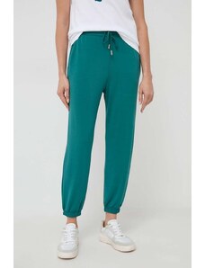 Marella pantaloni de trening culoarea verde, neted