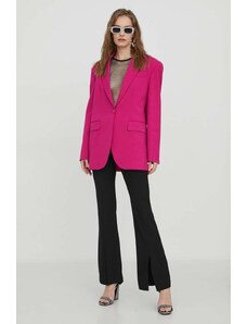 Moschino Jeans sacou din lana culoarea roz, un singur rand de nasturi, neted