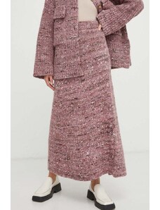 Lovechild fusta de lana culoarea roz, maxi, evazati