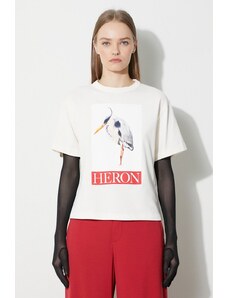 Heron Preston tricou din bumbac Heron Bird Painted Ss Tee femei, culoarea bej, HWAA032F23JER0040425