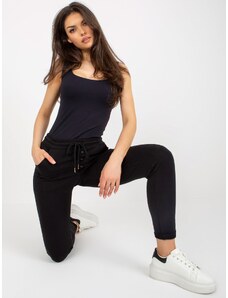 Fashionhunters Black women's sweatpants with buttons