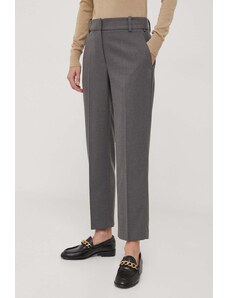 Tommy Hilfiger pantaloni femei, culoarea gri, drept, high waist WW0WW39723