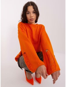 Fashionhunters Orange oversize sweater with wide sleeves