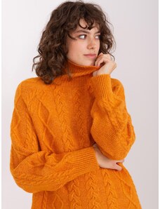 Fashionhunters Mustard sweater with cables and cuffs