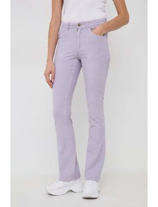 MAX&Co. pantaloni de catifea cord Milady culoarea violet, evazati, medium waist