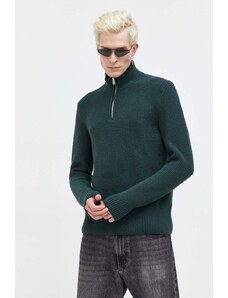 Abercrombie & Fitch pulover barbati, culoarea verde, cu turtleneck