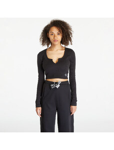 Tricou pentru femei Calvin Klein Jeans Slim Ribbed Long Sleeve Top Black