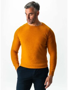 BMan.ro Pulover Portocaliu Barbati Toamna & Iarna Din 100% Alpaca Lana Rosa Design Clasic Sweater BMan0009