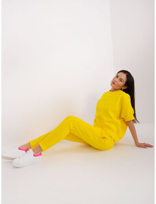 Fashionhunters Yellow tracksuit with sweatshirt with patch