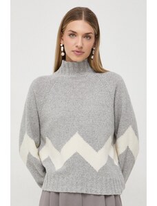 Marella pulover de lana femei, culoarea gri, cu turtleneck