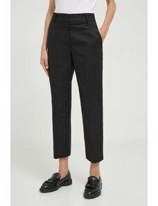 Tommy Hilfiger pantaloni femei, culoarea negru, drept, high waist WW0WW40504