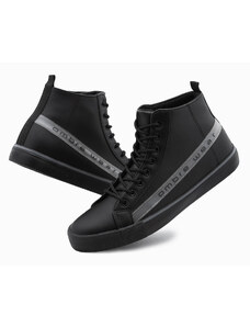 Ombre Pantofi de bărbați pantofi de sport cu logo-uri decorative - negru OM-FOTH-22FW-004