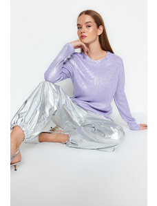 Trendyol Lilac Basic Foil Imprimeate Tricotaje Pulover