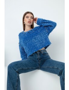 Lafaba Women's Blue Feather Silvery Sweater