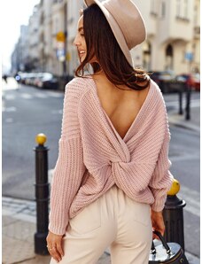 Sweater with a deep slit on the back Cocomore pink