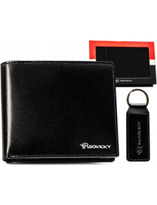 Set cadou portofel din piele pentru barbati si breloc - Rovicky PTR-R-SET-M-N992-KCS