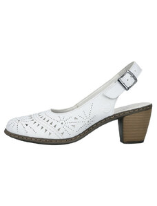 Pantofi dama, Rieker, 40983-80-Alb, casual, piele naturala, cu toc, alb (Marime: 36)