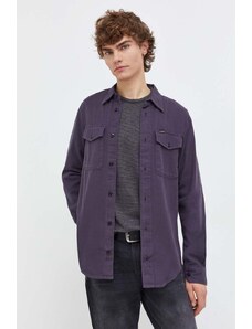 G-Star Raw camasa din bumbac barbati, culoarea violet, cu guler clasic, slim
