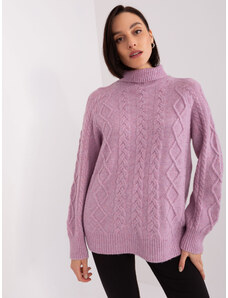 Fashionhunters Women's dirty purple sweater with cables