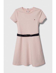 Tommy Hilfiger rochie fete culoarea roz, mini, evazati