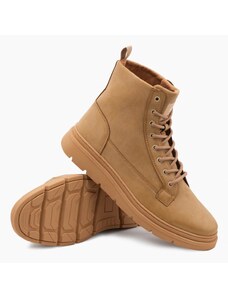 Ombre Clothing Men's winter lace-up boots with higher upper - camel V3 OM-FOBO-0133