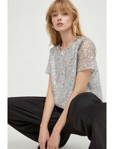 Bruuns Bazaar bluza culoarea argintiu, neted