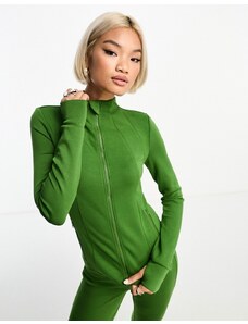 Something New X GORPECORE SQUAD scuba zip front top co-ord in garden green