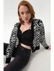 Lafaba femei negru și alb Zebra model pulover Cardigan