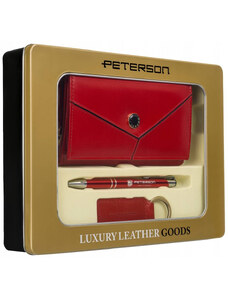 Set cadou portofel dama din piele naturala + breloc + pix Peterson PTR-PTN ZD38