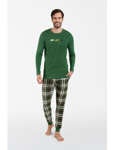 Italian Fashion Seward Men's Long Sleeve Pajamas, Long Pants - Green/Print
