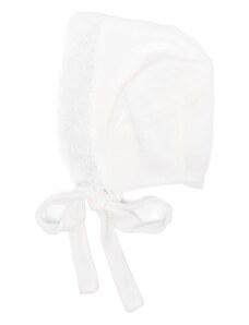 La Stupenderia lace-trim velvet hat - White