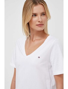 Tommy Hilfiger tricou din bumbac femei, culoarea alb WW0WW39781