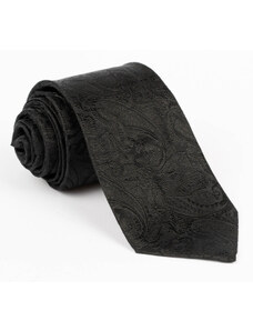 GAMA Cravata neagra cu model in tesatura paisley
