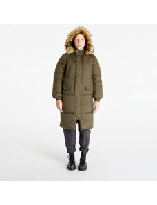 Jachetă cu puf pentru femei Urban Classics Ladies Oversize Faux Fur Puffer Coat Darkolive/ Beige