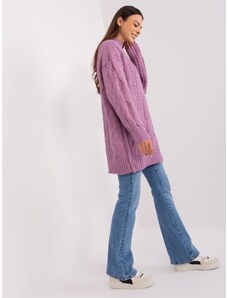Fashionhunters Purple women's turtleneck knit dress
