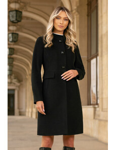 SENTIERRI Palton Valentino negru din lana cu guler tunica