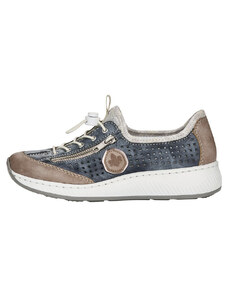 Pantofi dama, Rieker, N5596-14-Albastru, casual, piele ecologica, cu talpa joasa, albastru (Marime: 40)