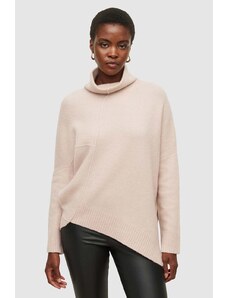AllSaints pulover femei, culoarea bej, cu guler