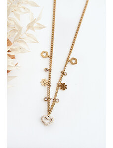 Kesi Fashionable chain with flowers and a golden heart