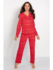 Momenti per Me Pijamale damă Super winter roșu cu fulgi