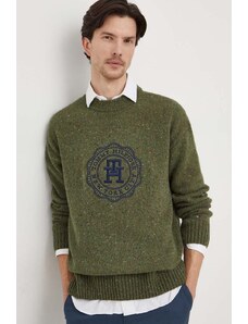 Tommy Hilfiger pulover de lana barbati, culoarea verde
