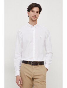 Tommy Hilfiger cămașă din bumbac bărbați, culoarea alb, cu guler button-down, slim MW0MW33782