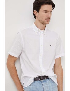 Tommy Hilfiger cămașă din bumbac bărbați, culoarea alb, cu guler button-down, regular MW0MW33809