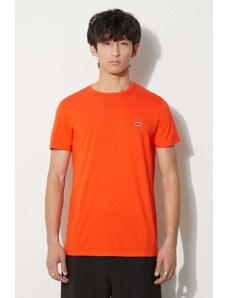 Lacoste tricou din bumbac culoarea portocaliu, uni