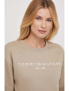 Tommy Hilfiger bluză femei, culoarea bej, cu imprimeu WW0WW39791