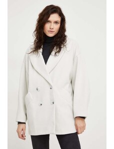 Answear Lab palton femei, culoarea alb, de tranzitie, cu doua randuri de nasturi
