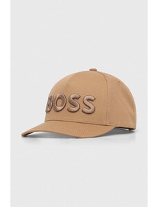 BOSS șapcă culoarea bej, cu imprimeu 50502178