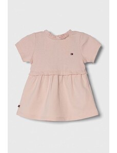 Tommy Hilfiger rochie din bumbac pentru bebeluși culoarea roz, mini, evazati