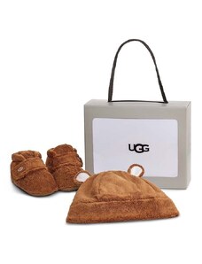 UGG set papuci și căciulă pentru copii culoarea maro
