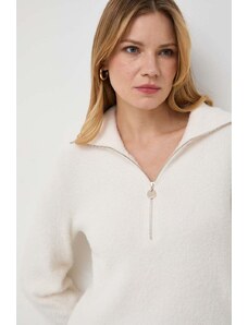 Morgan pulover femei, culoarea bej, călduros, cu guler